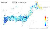 一昨日の最低気温平年差の分布図