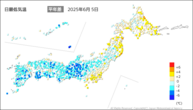 一昨日の最低気温平年差の分布図