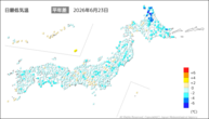 23日の最低気温平年差の分布図