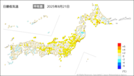 一昨日の最低気温平年差の分布図
