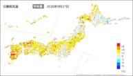 一昨日の最低気温平年差の分布図
