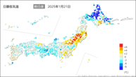 一昨日の最低気温前日差の分布図