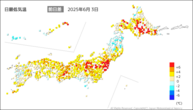 3日の最低気温前日差の分布図