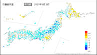 一昨日の最低気温前日差の分布図