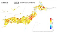 今日の最低気温前日差の分布図