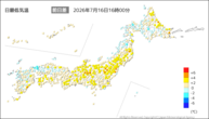 今日の最低気温前日差の分布図