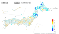 一昨日の最低気温前日差の分布図