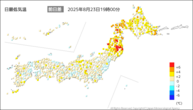 今日の最低気温前日差の分布図
