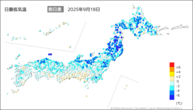 今日の最低気温前日差の分布図