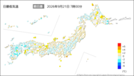 今日の最低気温前日差の分布図