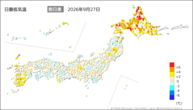 一昨日の最低気温前日差の分布図