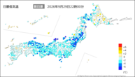 今日の最低気温前日差の分布図