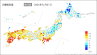 一昨日の最低気温前日差の分布図