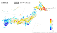 昨日の最低気温前日差の分布図