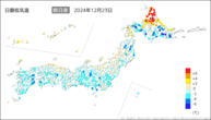 今日の最低気温前日差の分布図