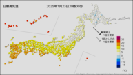 今日の最高気温の分布図