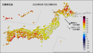 今日の最高気温の分布図