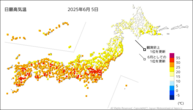 一昨日の最高気温の分布図