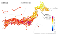 昨日の最高気温の分布図