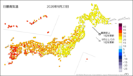 23日の最高気温の分布図