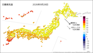 昨日の最高気温の分布図