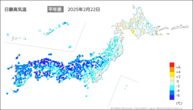 一昨日の最高気温平年差の分布図