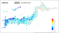 昨日の最高気温平年差の分布図