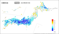 3日の最高気温平年差の分布図