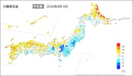 一昨日の最高気温平年差の分布図