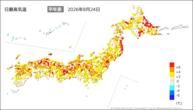 一昨日の最高気温平年差の分布図
