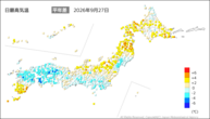 一昨日の最高気温平年差の分布図