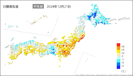 一昨日の最高気温平年差の分布図