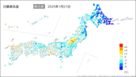 一昨日の最高気温前日差の分布図