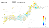 昨日の最高気温前日差の分布図