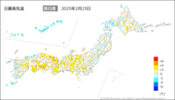 昨日の最高気温前日差の分布図