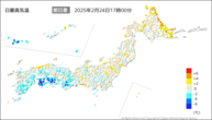 今日の最高気温前日差の分布図