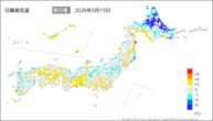 今日の最高気温前日差の分布図