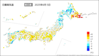 一昨日の最高気温前日差の分布図