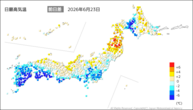 23日の最高気温前日差の分布図