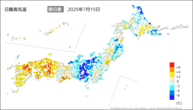 今日の最高気温前日差の分布図