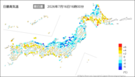 今日の最高気温前日差の分布図