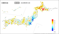 2日の最高気温前日差の分布図