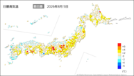 昨日の最高気温前日差の分布図
