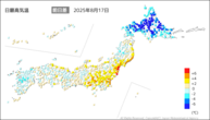 17日の最高気温前日差の分布図