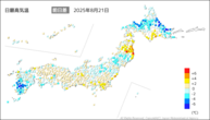 一昨日の最高気温前日差の分布図