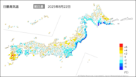 昨日の最高気温前日差の分布図