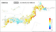 今日の最高気温前日差の分布図