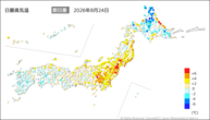 一昨日の最高気温前日差の分布図