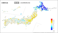 昨日の最高気温前日差の分布図