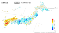 一昨日の最高気温前日差の分布図